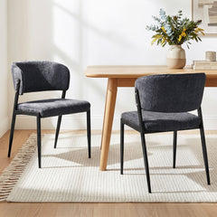 Artiss Dining Chairs Set of 2 Linen Fabric Soft Upholstered Chairs Charcoal