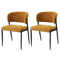 Artiss Dining Chairs Set of 2 Linen Fabric Soft Upholstered Chairs Mustard