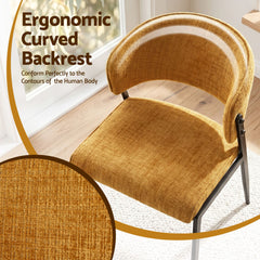 Artiss Dining Chairs Set of 2 Linen Fabric Soft Upholstered Chairs Mustard
