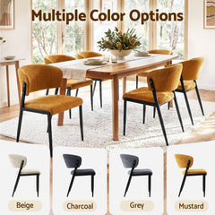 Artiss Dining Chairs Set of 2 Linen Fabric Soft Upholstered Chairs Mustard