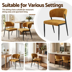 Artiss Dining Chairs Set of 2 Linen Fabric Soft Upholstered Chairs Mustard