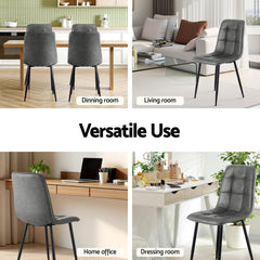 Artiss 4x Dining Chairs Retro PU Leather Kitchen Lounge Cafe Accent Chair Grey