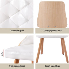 1 Set of 4 Artiss Dining Chairs White PU