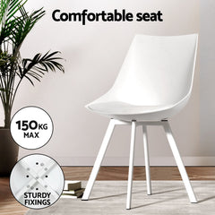 1 Artiss Dining Table and 4 Chairs Set Rectangle White