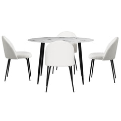 1 Artiss Dining Table and 4 Chairs Set Marble White