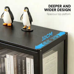5-Tier Display Cabinet Freestanding Storage Organizer Bookshelf with Clear Flip-Up Acrylic Doors for Books CDs Figurines Bedroom Home Office 78x32x172cm