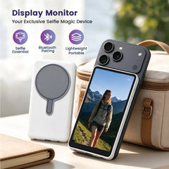 5 Inch Magnetic Selfie Monitor for iPhone Touch Screen Rear Camera Viewfinder Wireless Screen Mirroring Vlogging Live Streaming Remote Control