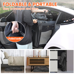 Foldable Dog Carrier Large Pet Travel Bag Portable and Breathable Car Travel Transport Kennel 72x52x52cm Load Up to 27kg with Steel Frame and Pocket Black