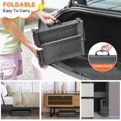 5 Steps Dog Steps Foldable Pet Ramp for All Dogs with Non-Slip Adjustable Wide Platform Dog Stairs for Cars Truck Sofa High Bed 60kg Load Capacity Black