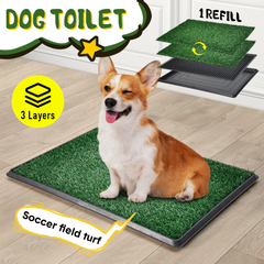 Portable Dog Toilet Large Pet Loo Reusable Puppy Toilet 76x51cm with 2 Artificial Fake Grass Pads Separate Tray Design For Pet Potty Training