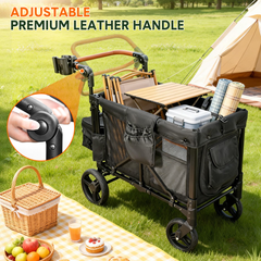 Wagon Stroller for 2 Kids Collapsible Double Stroller 360-Rotation Wheels with Adjustable Handlebar Safety Harness Removable Seat and Canopy 100kg Capacity