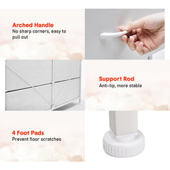Multipurpose Chest of Drawers 7 Drawer Fabric Dresser TV Stand Max Load 110lbs with Wood Top and Easy Pull Handle for Living Room Bedroom Entryway White
