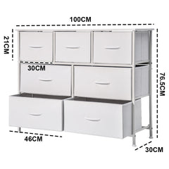 Multipurpose Chest of Drawers 7 Drawer Fabric Dresser TV Stand Max Load 110lbs with Wood Top and Easy Pull Handle for Living Room Bedroom Entryway White