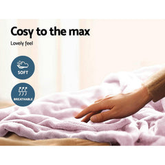 Giselle Electric Throw Rug Heated Blanket Fleece Pink