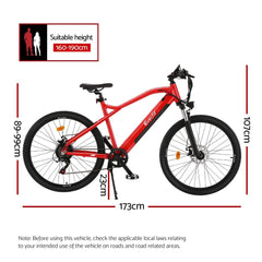 Everfit 26 Inch Electric Bike Mountain Bicycle eBike Built-in Battery 250W