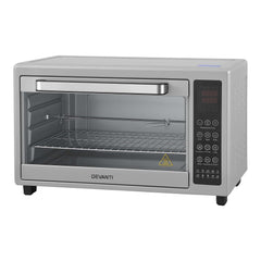 Devanti 48L Convection Oven Electric Fryer Bake Grill Ovens Benchtop 2000W Silver