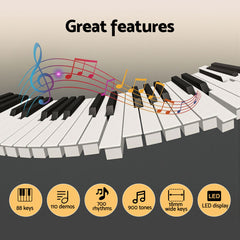 Alpha Piano Keyboard 88 Keys Electric Electronic Keyboard Piano Gift Black