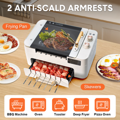 Indoor BBQ Kabob Skewers Grill Smokeless Auto 360 Rotating Electric Barbecue Skewers Rotisserie 3 In 1 Indoor Electric Tabletop Grill Removable Lid
