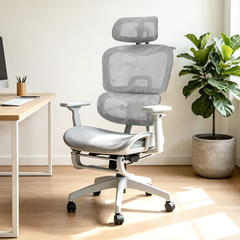 Mesh Ergonomic Office Chair High Back Swivel Computer Chair Lumbar Support With Adjustable Headrest and Footrest Suits 140-190cm Home Office 150kg Capacity