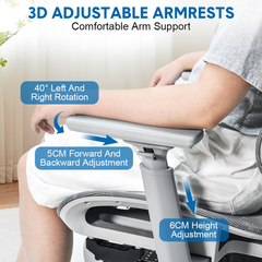 Mesh Ergonomic Office Chair High Back Swivel Computer Chair Lumbar Support With Adjustable Headrest and Footrest Suits 140-190cm Home Office 150kg Capacity