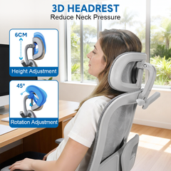 Mesh Ergonomic Office Chair High Back Swivel Computer Chair Lumbar Support With Adjustable Headrest and Footrest Suits 140-190cm Home Office 150kg Capacity