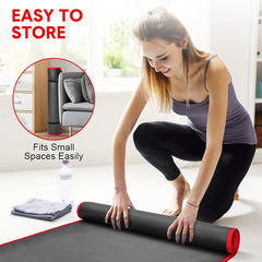 10mm Thick Yoga Mat High Density NBR Anti-Slip Fitness Exercise Mat for Stretching Muscles Pilates Abs Plank Training Bodybuilding Home Gym Equipment Black