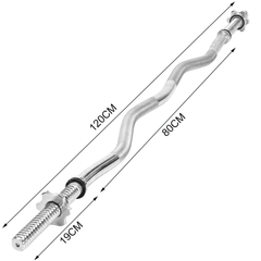 120cm EZ Curl Bar 25mm Standard Steel Weightlifting Bar Non-slip Knurled Handle with Spin Locks for Home Gym Bicep Triceps Strength Training 50kg Capacity