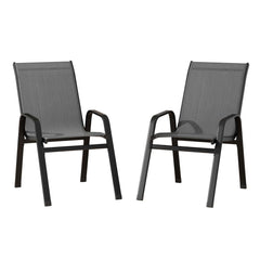 Gardeon 2PC Outdoor Dining Chairs Stackable Lounge Chair Patio Furniture Black