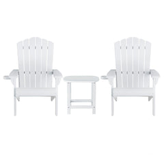 Gardeon Outdoor Table and Chairs HDPE Adirondack Beach Chair Sun Lounge Patio Furniture Garden White