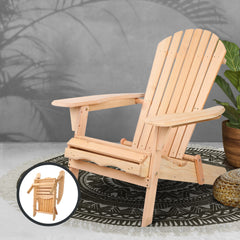 Gardeon Adirondack Outdoor Chairs Wooden Beach Chair Patio Furniture Garden Natural