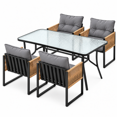 Gardeon 5PC Outdoor Dining Set 120CM Table and Chairs Patio Furniture Garden Cushion
