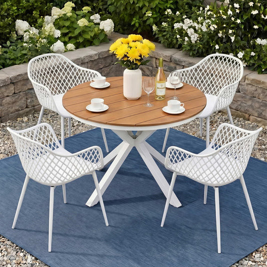 Gardeon 5PCS Outdoor Dining Set Table and Chairs Patio Garden Furniture Diamond