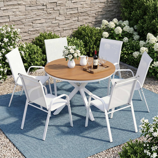 Gardeon 7PCS Outdoor Dining Set Table and Chairs Patio Garden Furniture Steel