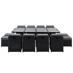 Gardeon Outdoor Dining Set 13 Piece Wicker Table Chairs Setting Black