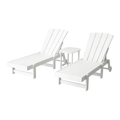 Gardeon Sun Lounge Lounger Table and Chairs Beach Chair Adirondack HDPE Patio Outdoor Furniture Wheels White