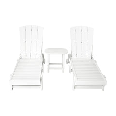 Gardeon Sun Lounge Lounger Table and Chairs Beach Chair Adirondack HDPE Patio Outdoor Furniture Wheels White