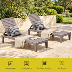 Set of 2 Gardeon Sun Lounge Adjustable Recliner Patio Outdoor Furniture Lightweight Brown