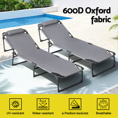 Gardeon Sun Lounger Folding Lounge Beach Chair Patio Outdoor Furniture