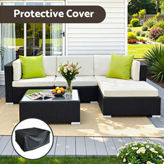 Gardeon 5-Piece Outdoor Sofa Set Wicker Couch Lounge Setting Cover