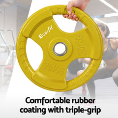 Everfit Weight Plates Olympic 20kgx2 Dumbbell Barbell Plate Weight Lifting Home Gym Yellow
