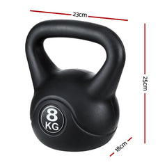 Everfit 8kg Kettlebell Set Weight Lifting Bench Dumbbells Kettle Bell Gym Home