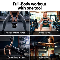 Everfit 8kg Kettlebell Set Weight Lifting Bench Dumbbells Kettle Bell Gym Home
