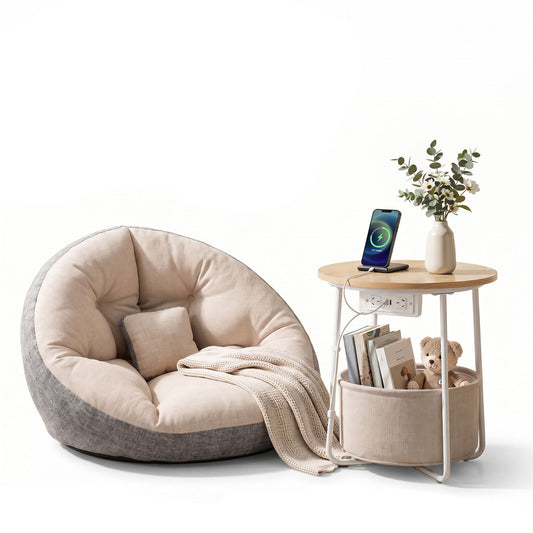 Artiss Floor Lounge and Coffee Table w/ Charging Station Set