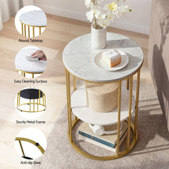 Artiss Floor Lounge Sofa Bed & Coffee Table 2 Tier Marble Effect Side Table Set