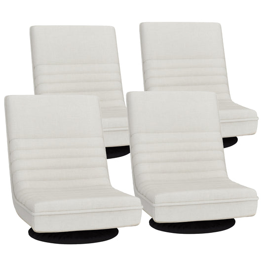Artiss 4XFloor Chair Lounge Sofa Swivel Foldable Linen White