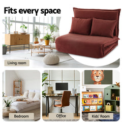 Artiss Floor Lounge Sofa Bed Foldable 2 Seater Orange