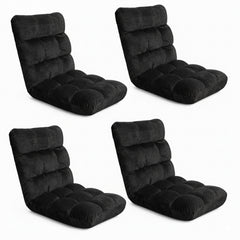 Artiss 4X Lounge Sofa Bed Flannel Fabric Black