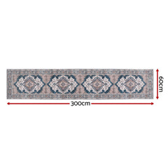 Artiss 60 x 300 cm Washable Runner Area Rug No Hard Glue Quilt-Like Soft for Home Decor, 0.5cm Ultra-Thin Pet Friendly Bohemian Medallion Bedroom Carpet