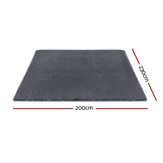 Artiss Floor Rug 200x230cm Plush Area Shaggy Rug Living Room Bedroom Carpet Grey
