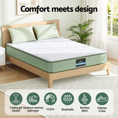 Giselle 25cm Memory Foam Mattress Dual Layer Zipper Cover Cool Charcoal Foam Mattresses Queen